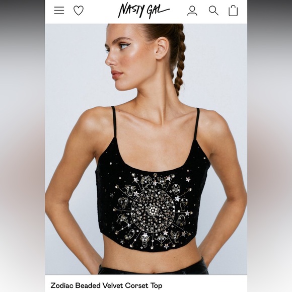NWT Zodiac black velvet beaded corset festival crop top - Picture 1 of 8